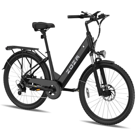 ZDZA Electric Bike for Adults 26”, 750W Peak Motor Ebike for Woman, 48V Removable Battery, 7 Speed Step-thru Electric Bicycle with Rear Shelf UL2849