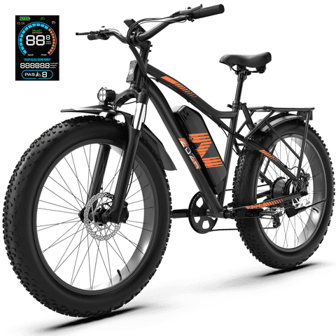 ZDZA Electric Bike for Adults, 750W Peak E-Mountain Bicycle, 26" Fat Tire 20mph Ebike, 48V 15Ah Removable, Dual Suspension with Shelf UL2849, Black