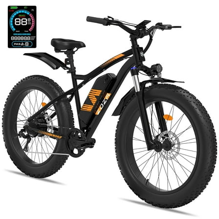 ZDZA Electric Bike for Adults, 1500W Peak E-Mountain Bicycle, 26" Fat Tire 28mph Ebike, 48V 624Wh Removable, 7 Speed and Dual Suspension UL2849 By SGS