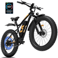 thumbnail image 1 of ZDZA Electric Bike for Adults, 750W Motor E-Mountain Bicycle, 26" Fat Tire 20mph Ebike, 48V 15Ah Removable Battery 72Miles Range, 7 Speed and Dual Suspension , UL 2849, 1 of 7