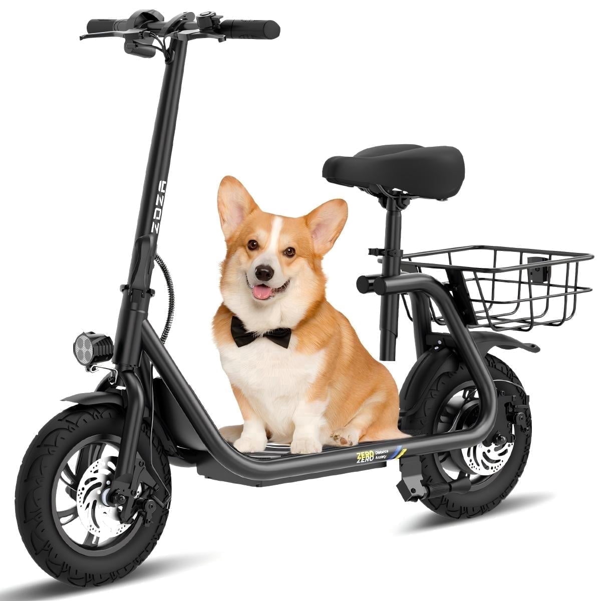 ZDZA Electric Scooter with Seat 750W Peak Motor with Carry Basket