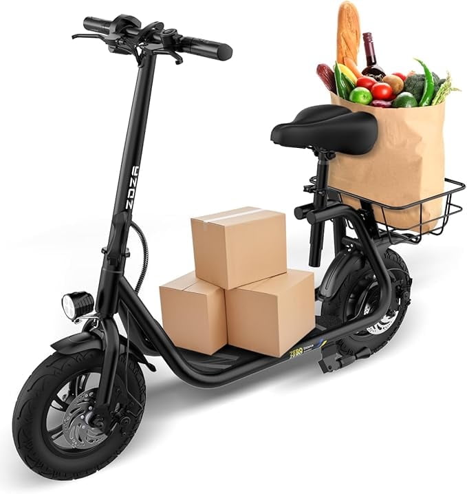 Zdza ZDZA Electric Scooter with Seat 650W Peak Motor with Carry Basket ...