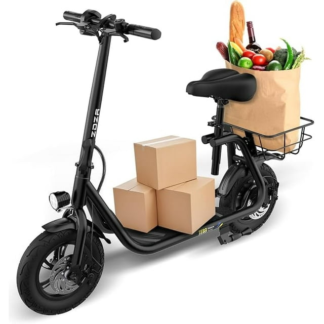 Zdza ZDZA Electric Scooter with Seat 650W Peak Motor with Carry Basket ...