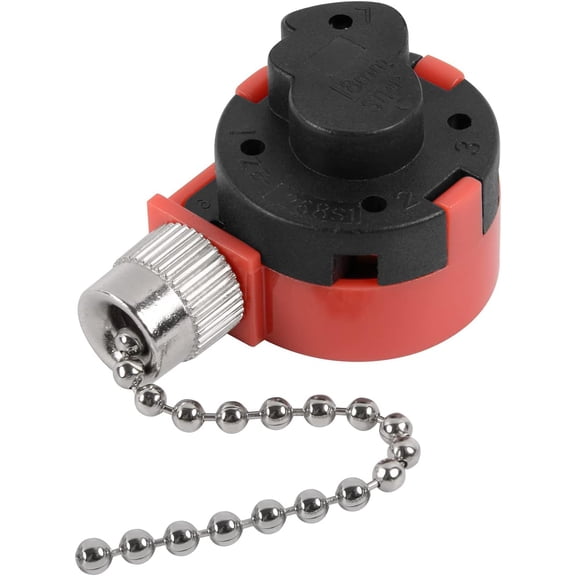 ZE-268S1 Ceiling Fan Switch, 3 Speed 4 wire Pull Chain Switch Ceiling Fan Replacement Part Lamp Switch Appliances Accessories Compatible with Hunter Ceiling Fan Lights (Nickel Pull Chain)