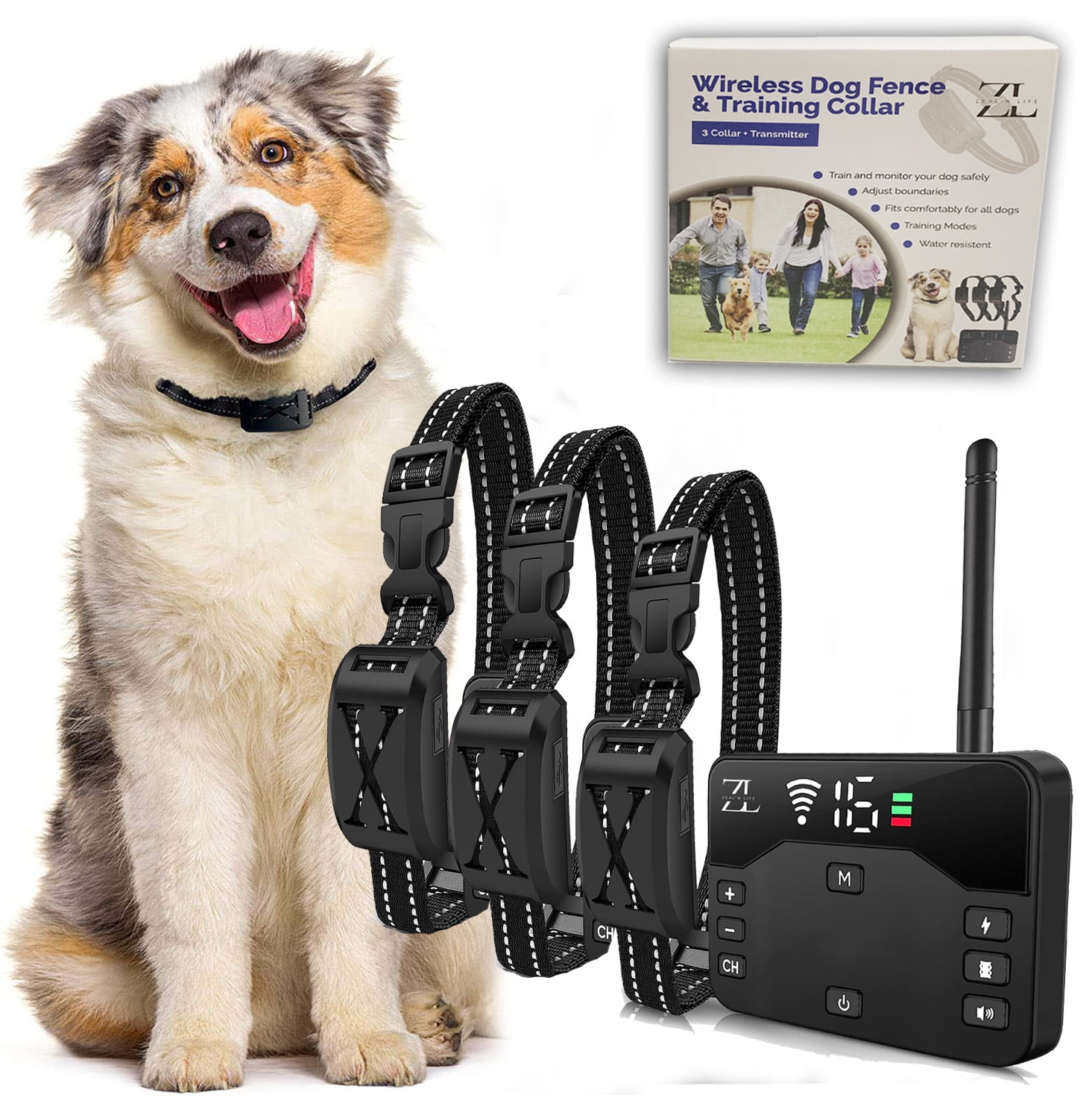 ZEAL'N LIFE 2in1 Wireless Dog Fence Training Collar with Remote