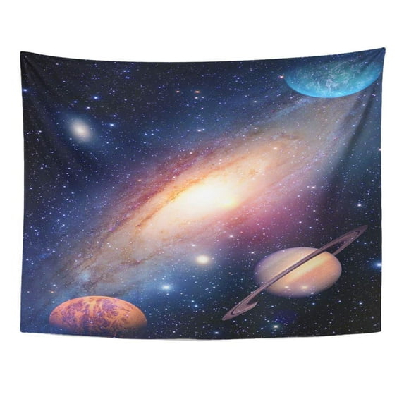 ZEALGNED Astrology Astronomy Saturn Outer Space Big Bang Solar System Planet Galaxy Creation Wall Art Hanging Tapestry Home Decor for Living Room Bedroom Dorm 51x60 inch