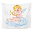 thumbnail image 1 of ZEALGNED Beautiful Aerial Angel Cupid Amur with Bow and Arrow White Watercolor Valentine's Day Baby Cartoon Wall Art Hanging Tapestry Home Decor for Living Room Bedroom Dorm 60x80 inch, 1 of 1