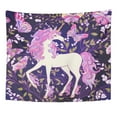 thumbnail image 1 of ZEALGNED Boho The Unicorn Roses and Butterflies in Pink Purple Wall Art Hanging Tapestry Home Decor for Living Room Bedroom Dorm 51x60 inch, 1 of 1