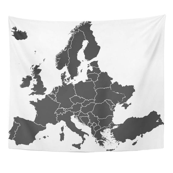 ZEALGNED Border Map The Europe France European Continent World Silhouette Wall Art Hanging Tapestry Home Decor for Living Room Bedroom Dorm 60x80 inch