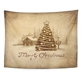 thumbnail image 1 of ZEALGNED Brown Vintage Christmas Winter Landscape Greeting House Old Drawing Wall Art Hanging Tapestry Home Decor for Living Room Bedroom Dorm 60x80 inch, 1 of 2