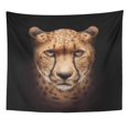 thumbnail image 1 of ZEALGNED Cheetah Face Black Closeup Dark Darkness Eyes Hunter Looking Wall Art Hanging Tapestry Home Decor for Living Room Bedroom Dorm 60x80 inch, 1 of 2