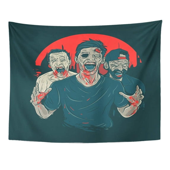 ZEALGNED Colorful Dead Zombie Walking Out Face Monster Cartoon Splatter Halloween Wall Art Hanging Tapestry Home Decor for Living Room Bedroom Dorm 51x60 inch
