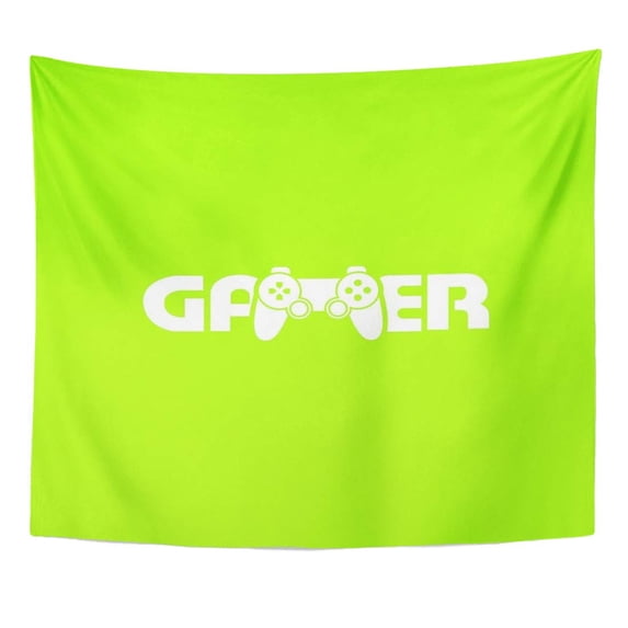 ZEALGNED Control Green Button Gamer Logovector Design Computer Controller Device Wall Art Hanging Tapestry Home Decor for Living Room Bedroom Dorm 60x80 inch