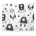 thumbnail image 1 of ZEALGNED Cute Boy Black and White in Rocket Ships Stars The Space Baby Kids Minimalist Wall Art Hanging Tapestry Home Decor for Living Room Bedroom Dorm 51x60 inch, 1 of 1