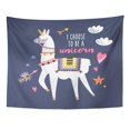 thumbnail image 1 of ZEALGNED Cute Cartoon Llama Alpaca with Unicorn Horn and I Choose to Be Saying Unique Design Wall Art Hanging Tapestry Home Decor for Living Room Bedroom Dorm 60x80 inch, 1 of 2