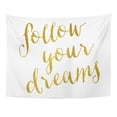 thumbnail image 1 of ZEALGNED Faux Follow Your Dreams Quote Gold Inspirational Motivational White Wall Art Hanging Tapestry Home Decor for Living Room Bedroom Dorm 51x60 inch, 1 of 1