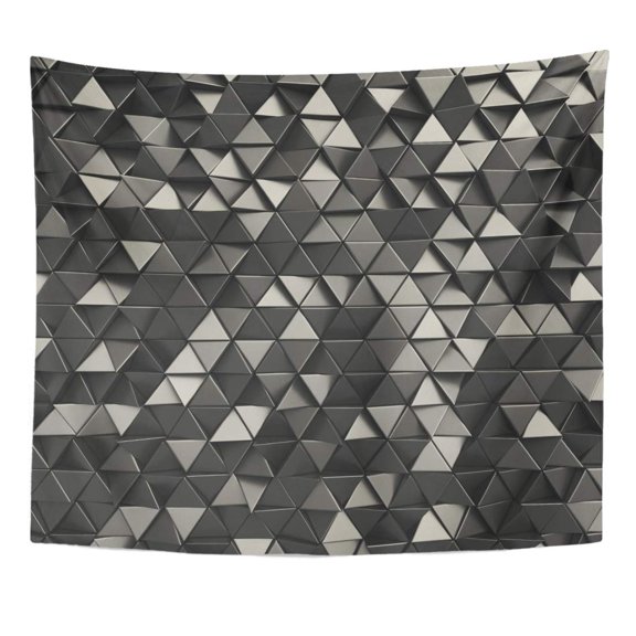 ZEALGNED Gray Dark Black Abstract Triangles 3D Rendering Geometric Polygons As Wall Interior Room Extrude Wall Art Hanging Tapestry Home Decor for Living Room Bedroom Dorm 51x60 inch
