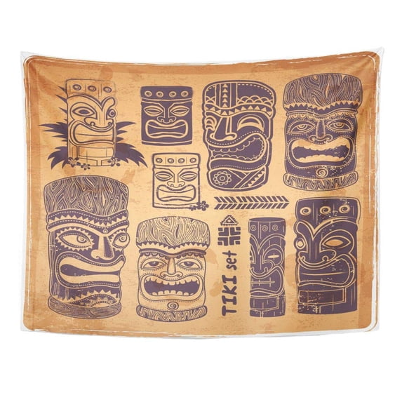 ZEALGNED Hawaii Vintage Aloha Tiki for Your Sign Bar Mask Tattoo Retro Wall Art Hanging Tapestry Home Decor for Living Room Bedroom Dorm 60x80 inch