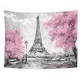 thumbnail image 1 of ZEALGNED Oil Painting Paris European City Landscape France Eiffel Tower Black White and Pink Modern Trees Wall Art Hanging Tapestry Home Decor for Living Room Bedroom Dorm 51x60 inch, 1 of 1