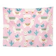 thumbnail image 1 of ZEALGNED Pattern Cute Cartoon Llama Alpaca Cactus and on Pink Wall Art Hanging Tapestry Home Decor for Living Room Bedroom Dorm 51x60 inch, 1 of 2