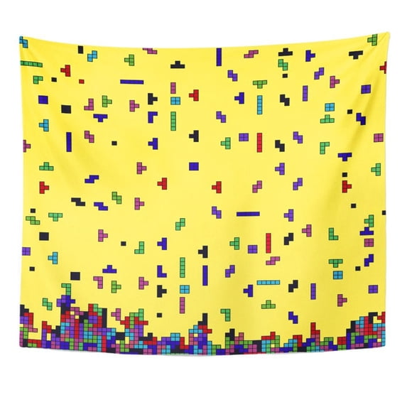 ZEALGNED Shapes Pixel with Colorful Abstract Made Tetris Shapes Children Room Wall Art Hanging Tapestry Home Decor for Living Room Bedroom Dorm 51x60 inch