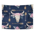 thumbnail image 1 of ZEALGNED Skull Watercolor Boho Pattern with Deer Antlers Bohemian Western Ethnic Bull Wall Art Hanging Tapestry Home Decor for Living Room Bedroom Dorm 51x60 inch, 1 of 2