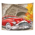 thumbnail image 1 of ZEALGNED Yellow Car Paris Vintage Collage Fashioned Old Visiting 1950S Wall Art Hanging Tapestry Home Decor for Living Room Bedroom Dorm 51x60 inch, 1 of 2