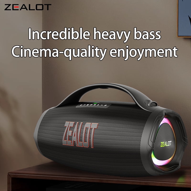 ZEALOT 160W large speaker, wireless speaker with subwoofer, playback time up to 60 hours, 36000 mAh battery, fast charging, DSP technology, waterproof grade IPX 6, dual docking,