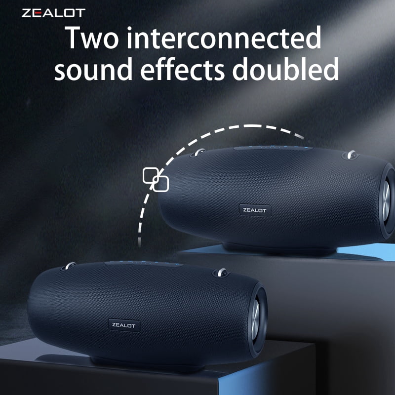 ZEALOT Bluetooth Speaker, Speakers Bluetooth Wireless,Waterproof,Portable Speaker with 75W Loud Stereo Sound,Deep Bass,EQ,IPX6,20H,Outdoor Speakers Large for Party,Beach,Camping,Black