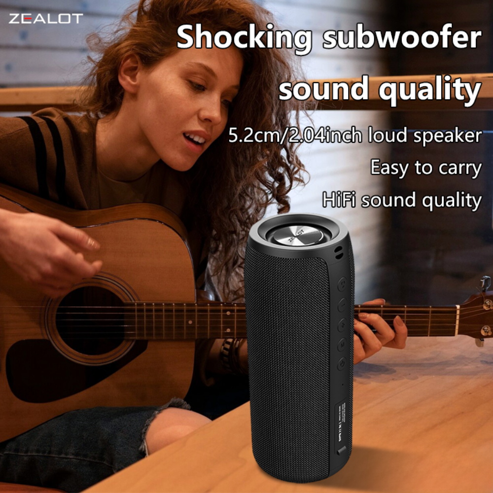 ZEALOT S51, Portable Waterproof Bluetooth Speaker, Deep Bass, for Camping, Beach, Party