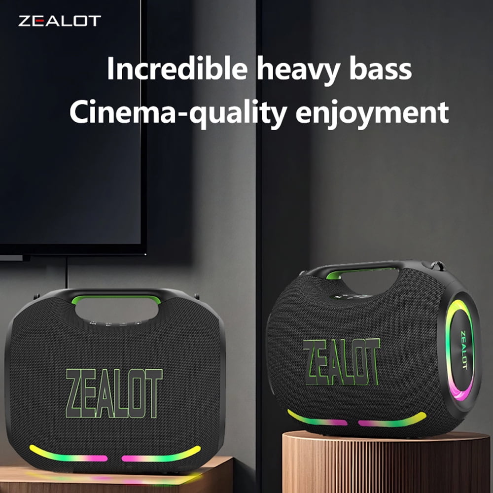 ZEALOT ZE01 Wireless Bluetooth Speaker Dual Drivers Bass IPX6 Dustproof/Waterproof Portable Audio with TWS Pairing