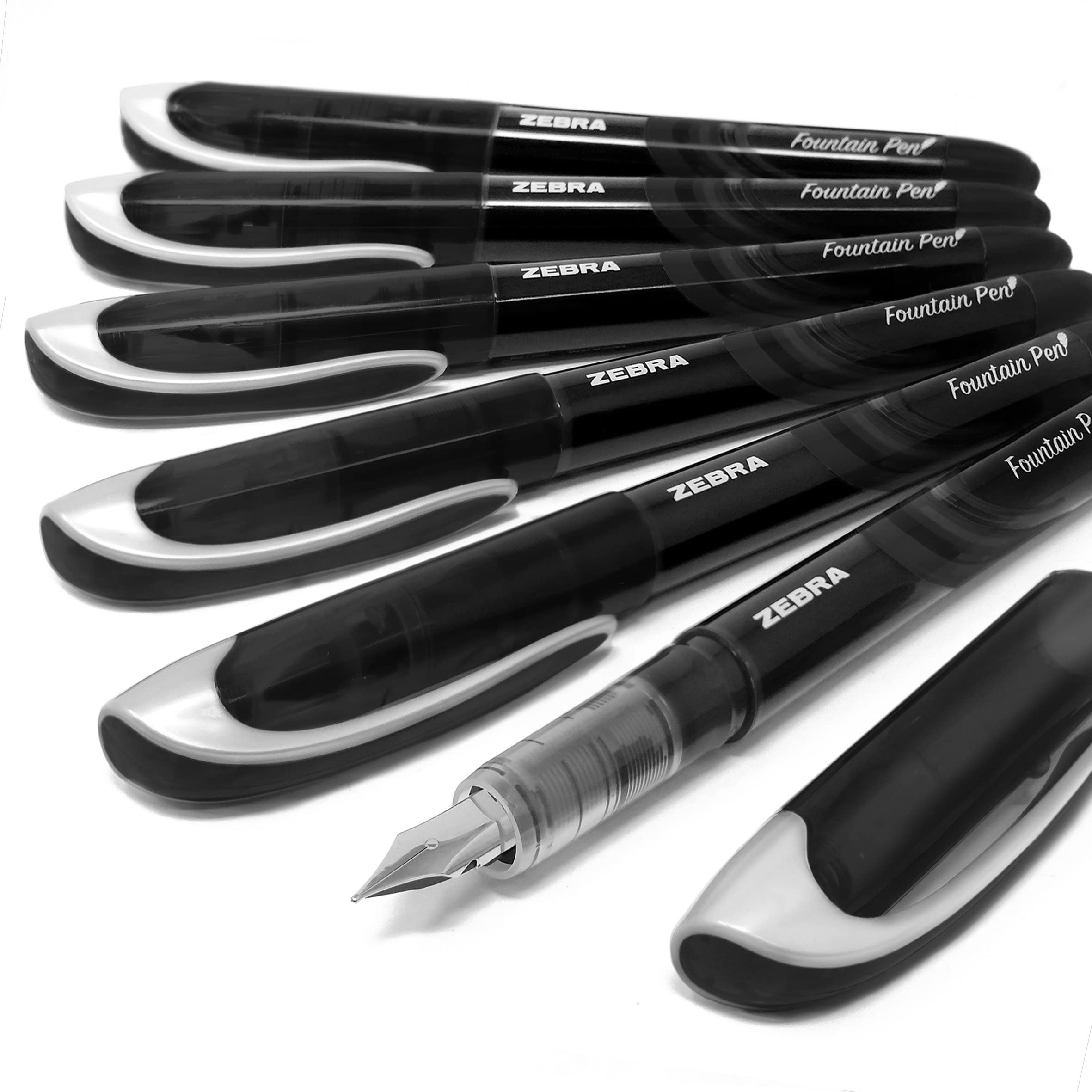 ZEBRA Fuente Disposable Fountain Pen Black Ink Pack of 6