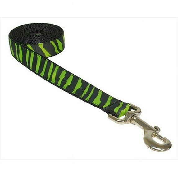 ZEBRA-GREEN-BLK.2-L 4 ft. Zebra Dog Leash, Green & Black - Small