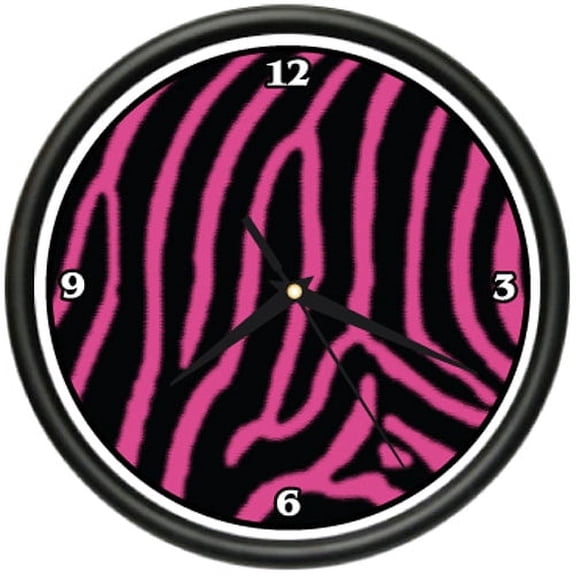 ZEBRA PINK Wall Clock print girly girls zebra animal print  africa gag gift