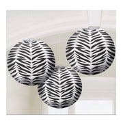 ZEBRA PRINT 9.5” ROUND PAPER LANTERNS (3 Ct) Party Supplies