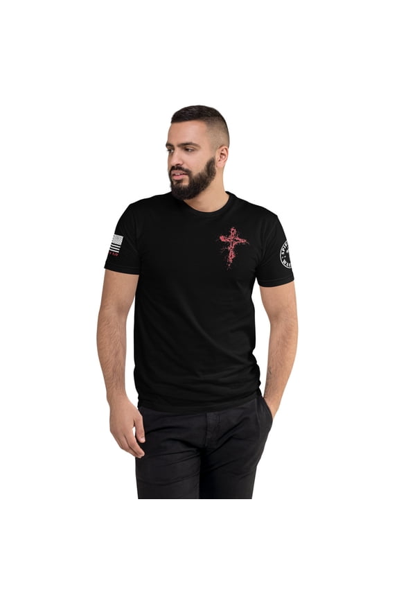 ZECHARIAH 4:6 Fitted men T-shirt (Black, XS)