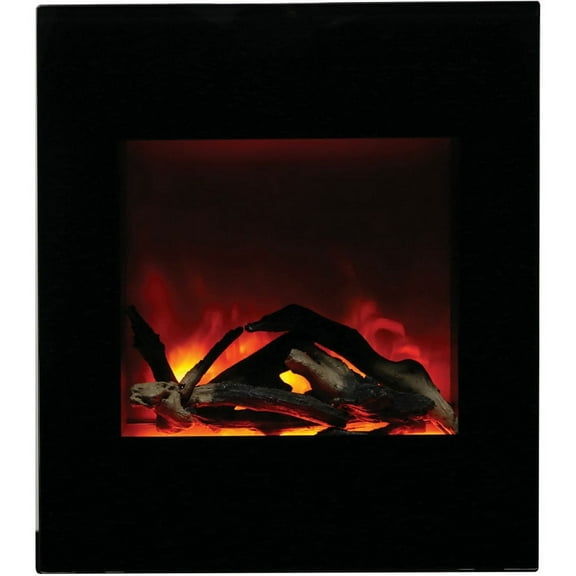 ZECL electric fireplace with Black Glass surround, 15 pce. log set