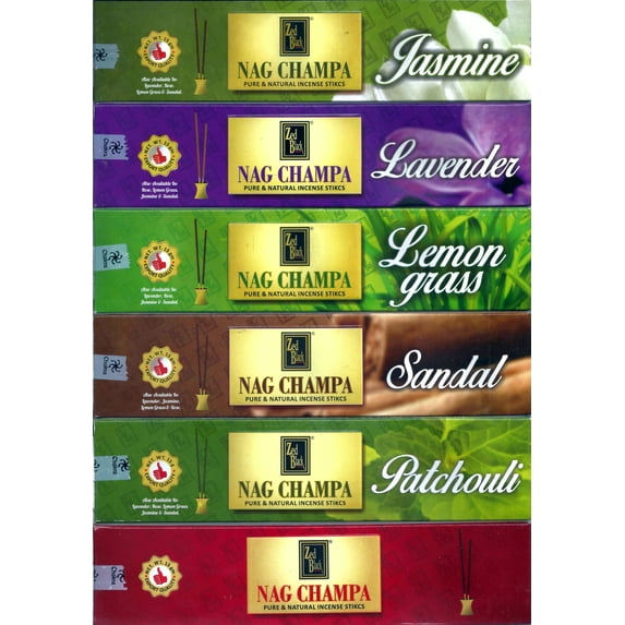 ZED BLACK NAG CHAMPA PACK OF 6 FRAGRANCE(LAVENDER, NAG CHAMPA, LEMONGRASS, JASMINE, SANDAL, PATCHOULI) 15 g