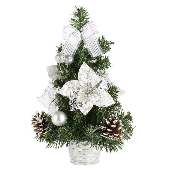 ZEDWELL 12" Table Decorative Christmas Tree Ornament Festival Party Home Table Decor Xmas Gifts - Silver