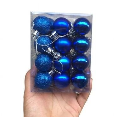 ZEDWELL Blue Plastic Shatterproof Christmas Hanging Ball Ornaments, 24 Count (1.18")