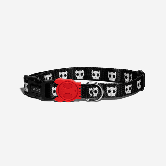 ZEE.DOG | Adjustable Dog Collar | 4-point locking buckle system | SKULL PRINT