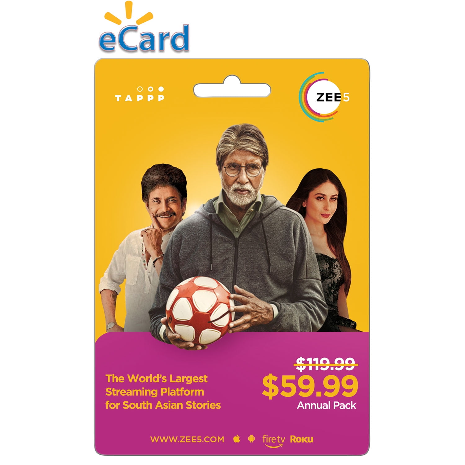 ZEE5 $59.99 Annual Access eGift Card [Email Delivery] - Walmart.com