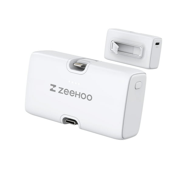 ZeeHoo Tiny Power Bank with USB-C and Light-ning Connector, Portable Power Pack