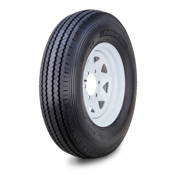 ZEEMAX Trailer Tire Wheel Assembly ST205/90D15 10-Ply E 118K 6 Lug on 5.5" PCD White Spoke Rim