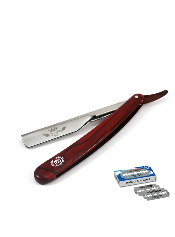 ZEEPK BARBER SALON CUT THROAT (SHAVETTE) STRAIGHT RAZOR + 10 DORCO BLADES