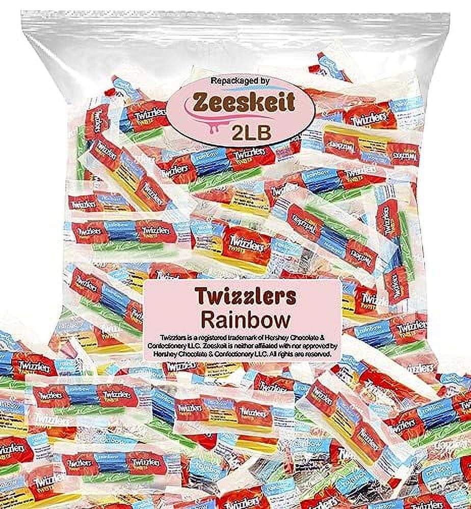 ZEESKEIT Repackaged Twizzlers Twists Rainbow Fruit Flavored Candy, 2 Lb