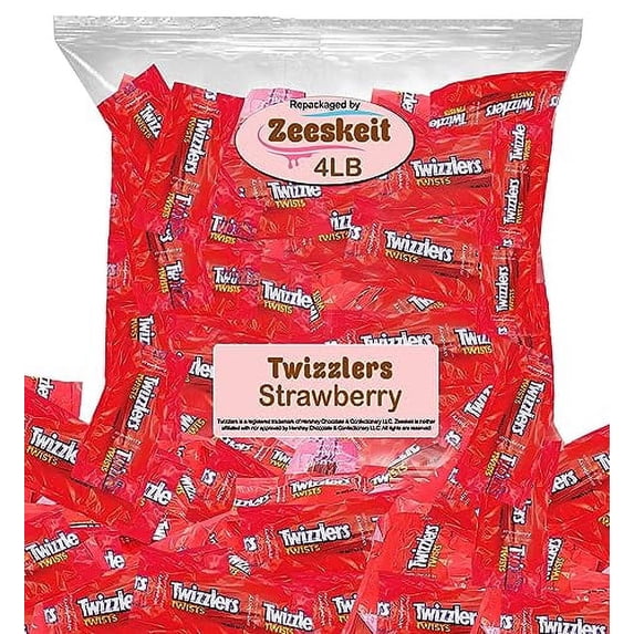 ZEESKEIT Repackaged Twizzlers Twists Strawberry Candy, 4 Lb Individually Wrapped 0.6 oz. Fun Size Licorice Chewy