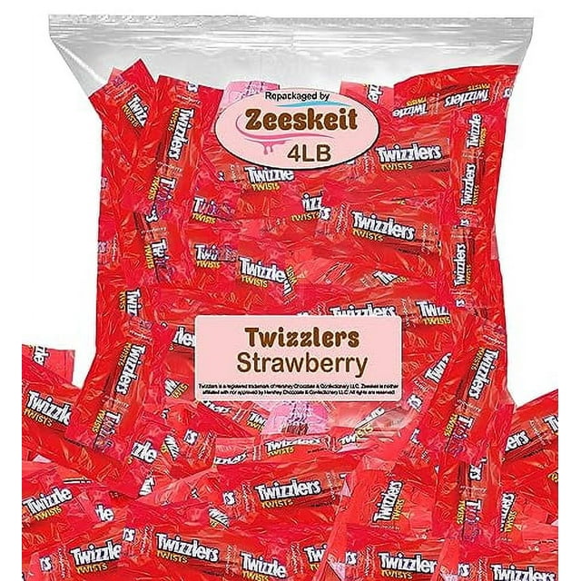 ZEESKEIT Repackaged Twizzlers Twists Strawberry Candy, 4 Lb Individually Wrapped 0.6 oz. Fun Size Licorice Chewy
