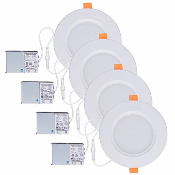 ZEEZ Lighting - 9W (OD 4.75" / ID 4") Cool White LED Recessed Panel Down Light Bulb Slim Lamp Fixture w/Junction Box ETL Listed - 4 Packs