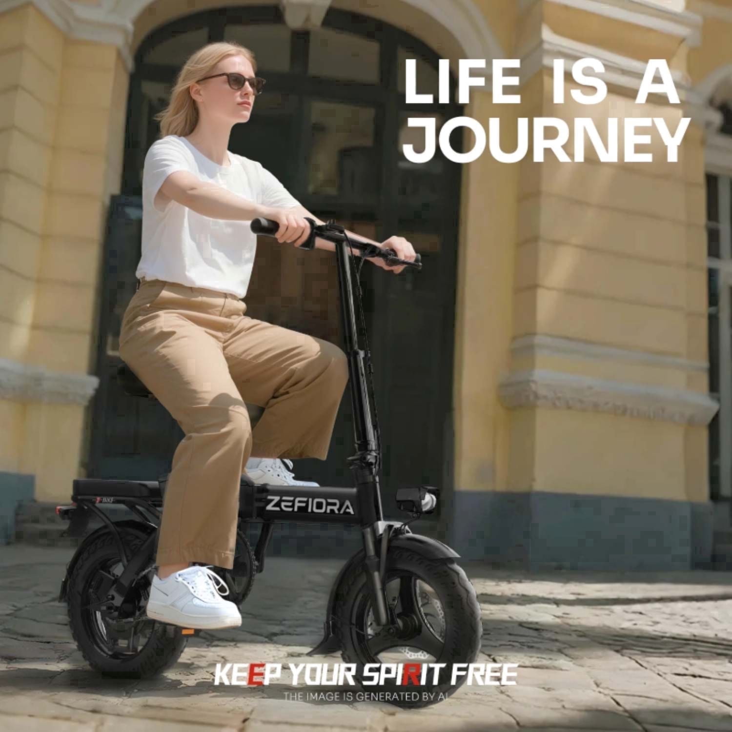 ZEFIORA Folding Electric Bike, 48V 10 Ah Removable Battery, 14" Dual-Seat Mini Electric Bike for Adult City Commuting, UL2849 Certified